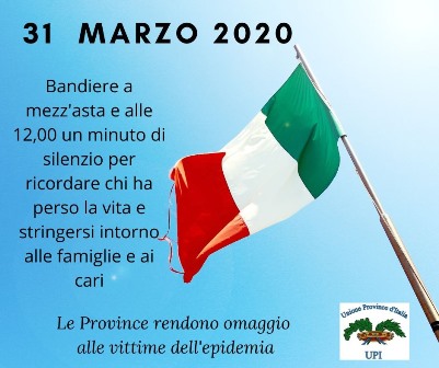 Bandiere a mezz'asta il 31 marzo. Le Province rendono omaggio alle vittime del coronavirus 