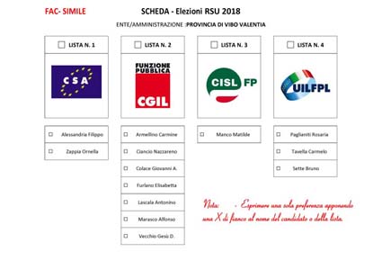 Elezioni per il rinnovo delle rappresentanze sindacali nel pubblico impiego RSU 2018